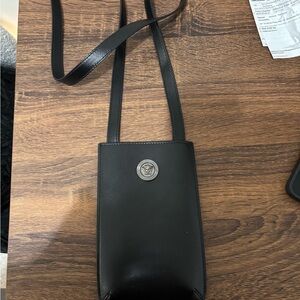 Versace Black Leather Messenger Bag